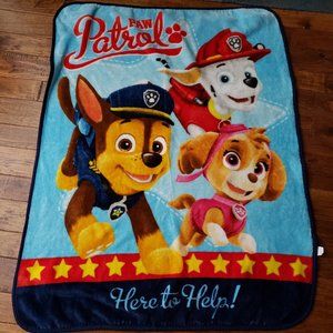 Paw Patrol Small Lush Soft Plush Blanket Here to Help Dogs Chase Skye Marshall